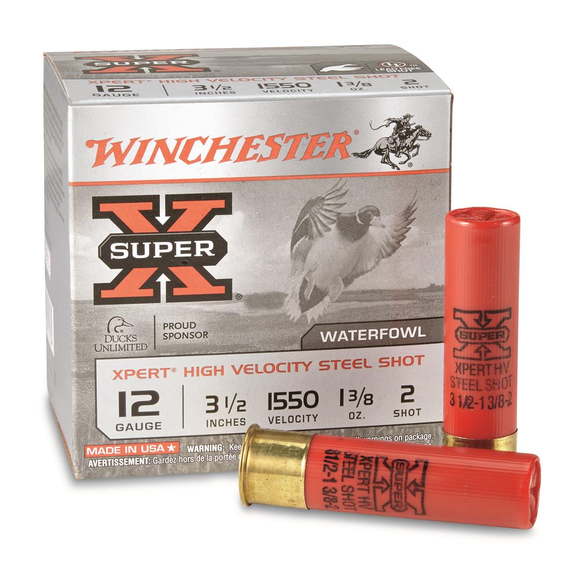 Winchester Super-X, 12 Gauge, 3-1/2", 1-3/8 oz., Waterfowl Xpert Steel Shot, 25 Rounds