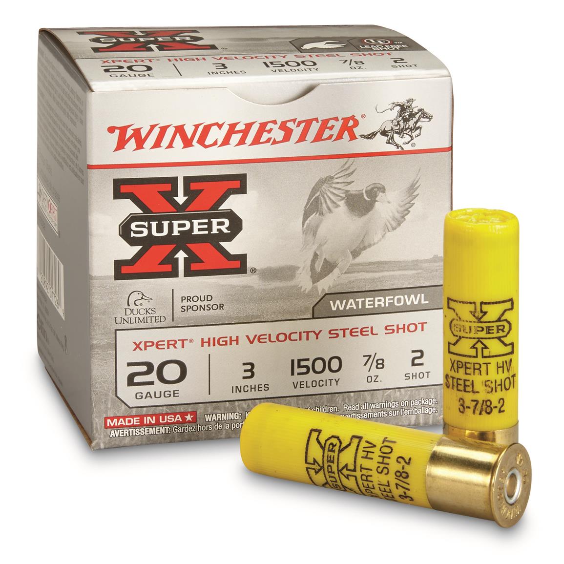 Winchester Super-X, 20 Gauge, 3&quot;, 7/8 oz., Waterfowl XPert High-Velocity  Steel Shot, 25 Rounds - 166877, 20 Gauge Shells at Sportsman&#39;s Guide