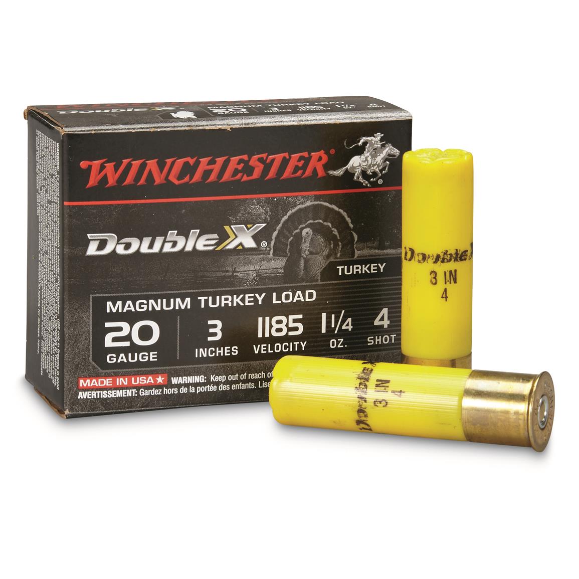 Winchester, 20 Gauge, 3", 1 1/4 oz., Supreme Double X Magnum Copper Plated Turkey Loads, 10 Rounds
