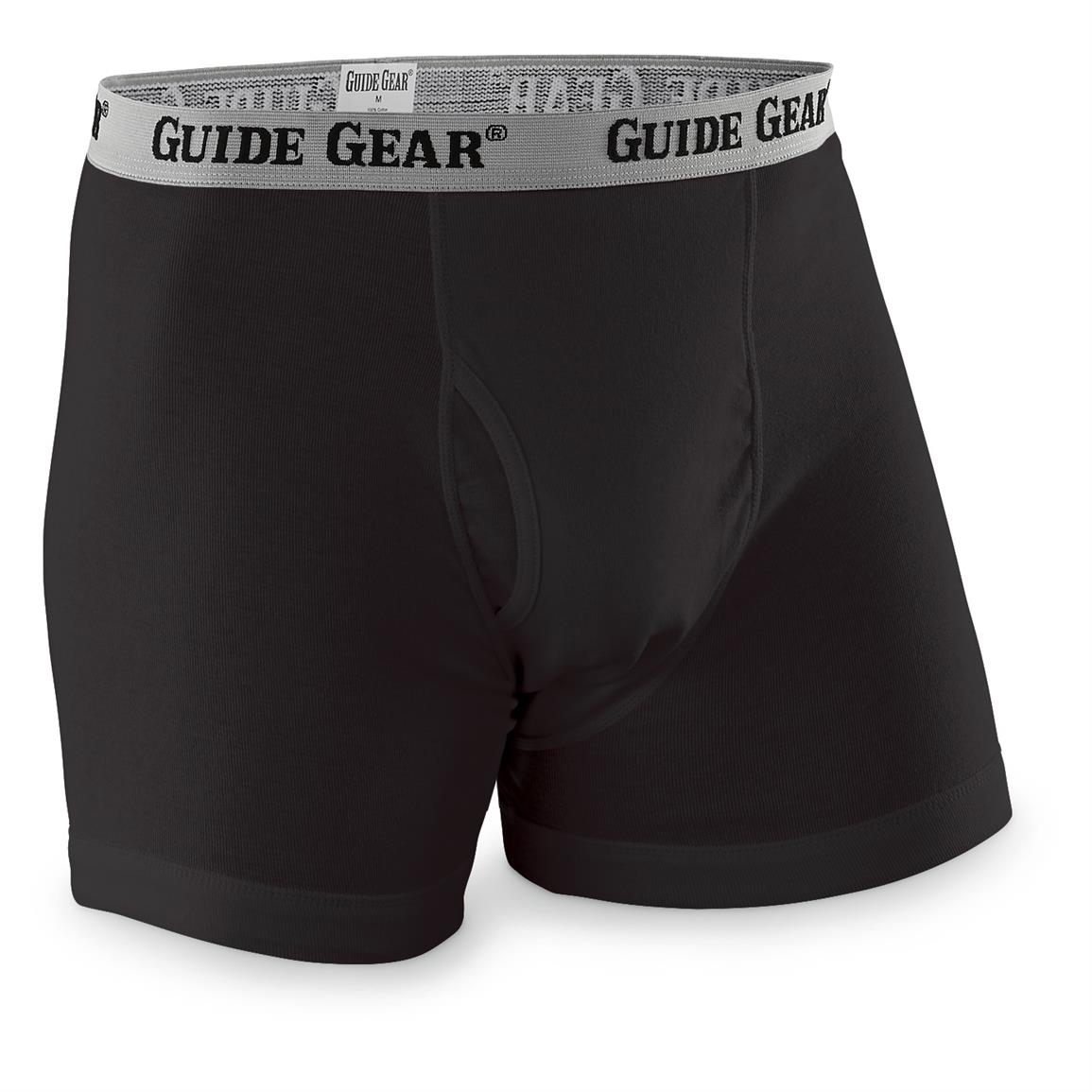 Guide Gear Men's Underwear Boxer Briefs, 6 Pack, Black