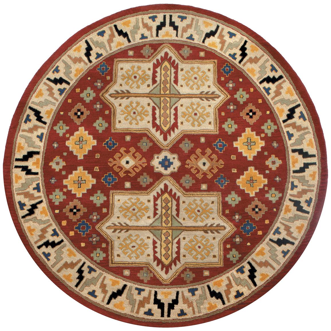 Handmade Wool Virtu Round Rug, 6x6' 169015, Rugs at Sportsman's Guide