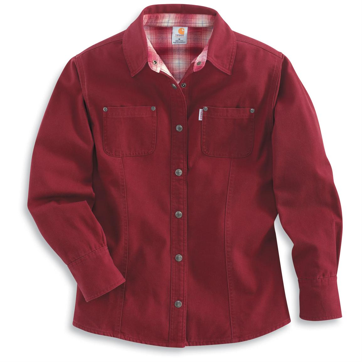 Women's Carhartt® Flannel Lined Canvas Shirt Jacket - 170010, Shirts