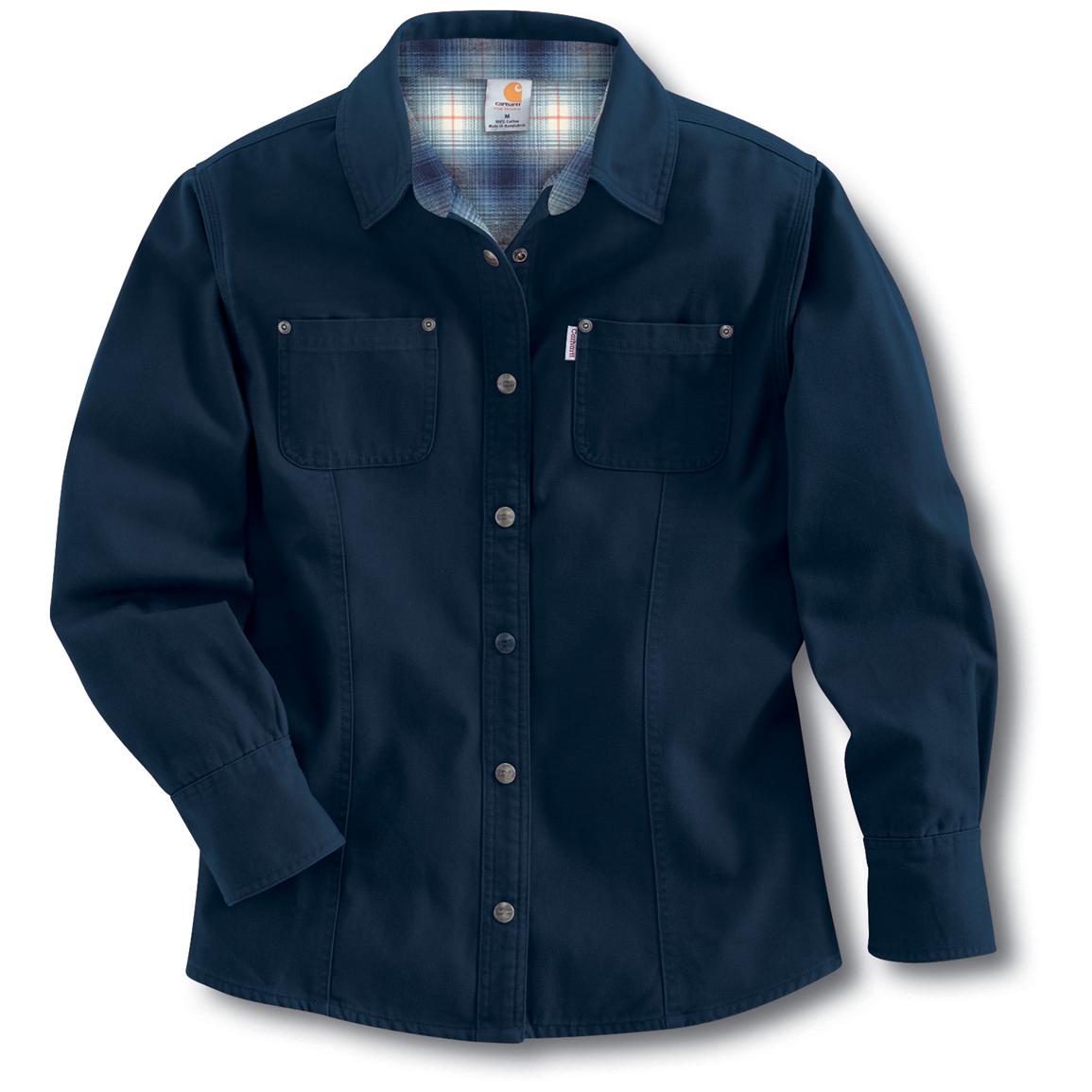 Women's Carhartt® Flannel Lined Canvas Shirt Jacket - 170010, Shirts ...