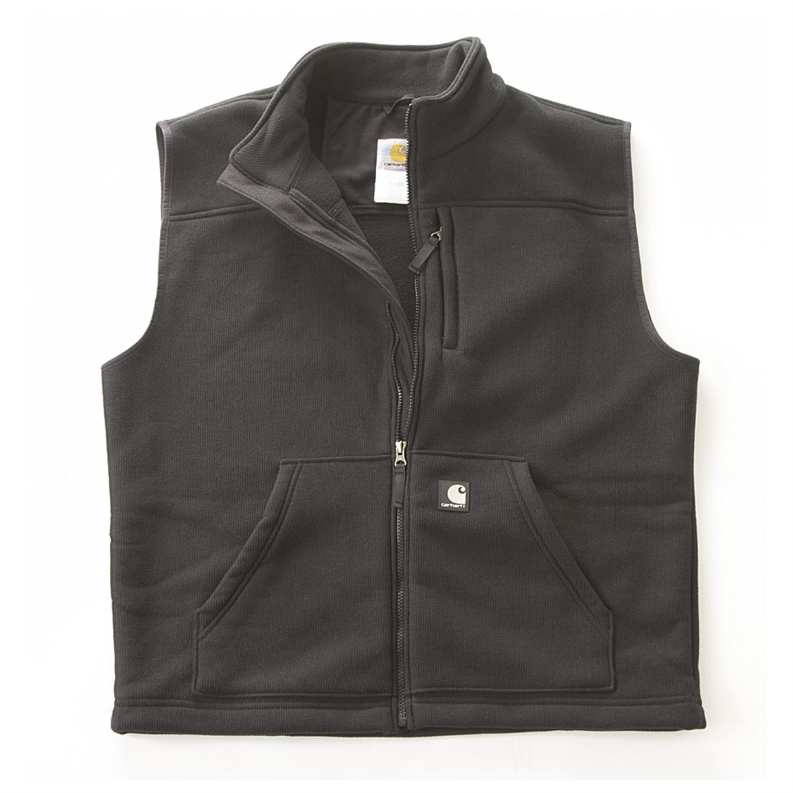 Men's Carhartt® Textured Poly - Fleece Vest, Black - 170065, Vests at ...