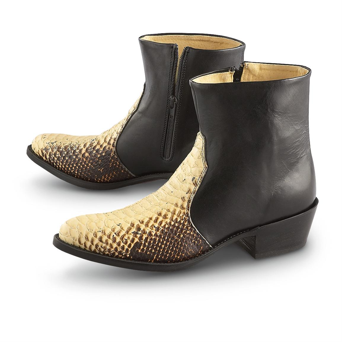Men's Durango Boot® Snake Print Side - zip Boots, Black / Natural ...