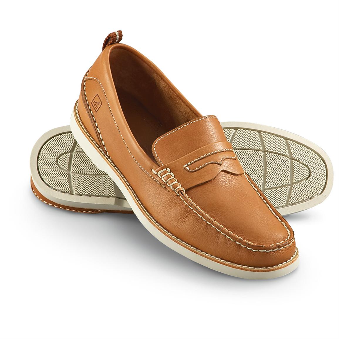 Men&#39;s Sperry Top - Sider® Seaside Seafarer Penny Loafers, Chestnut - 170749, Casual Shoes at ...