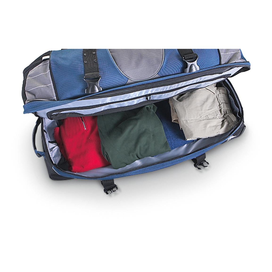 High Sierra® 36" Drop Bottom Wheeled Duffel, Blue / Black / Gray