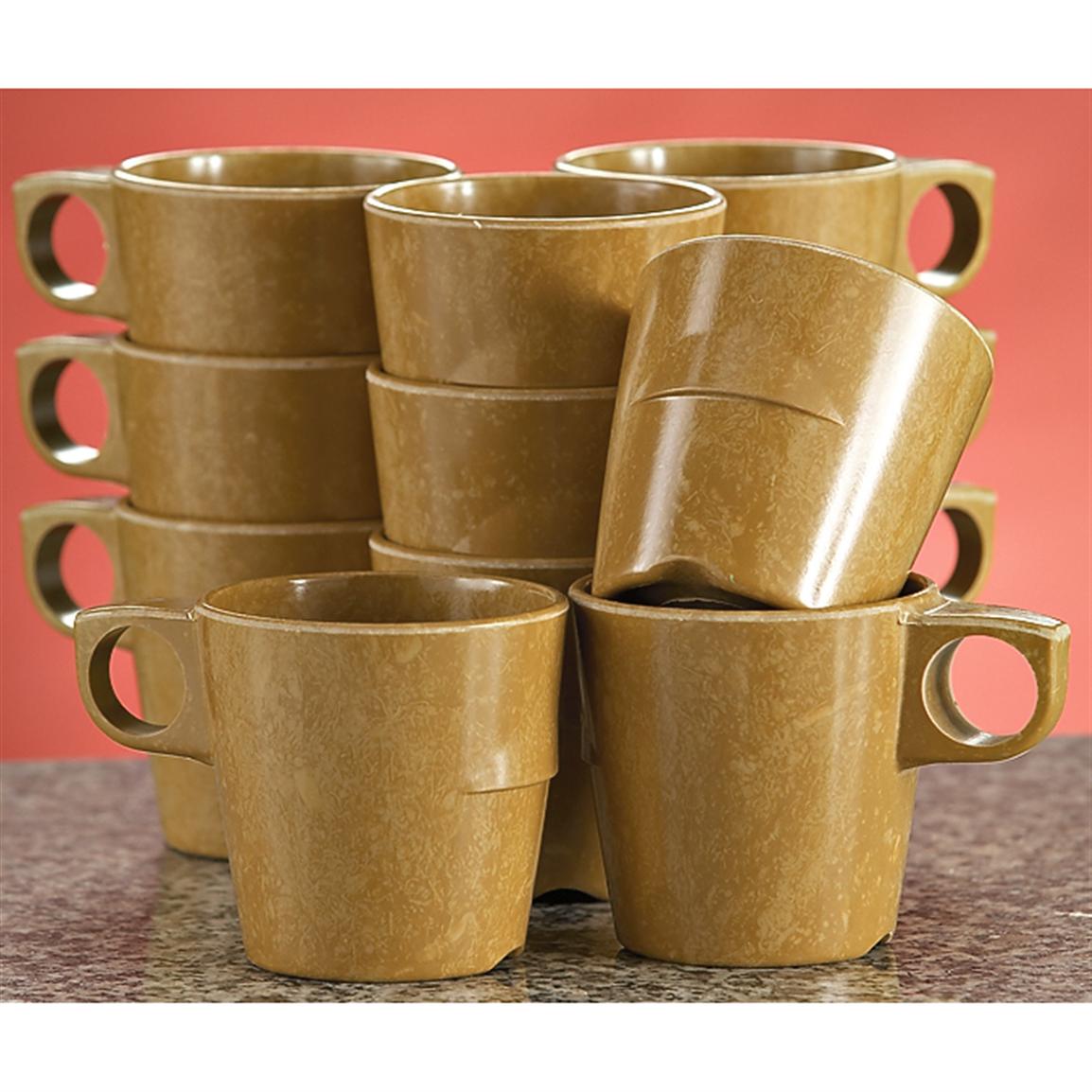 12 New U.S. Military Coffee Cups, Brown - 172647, Military Field Gear at Sportsman's Guide