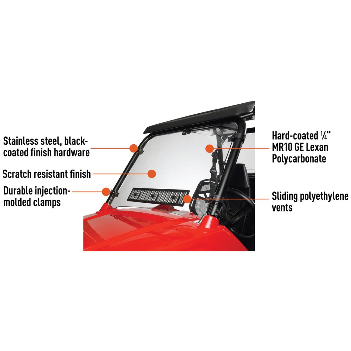 Kolpin Polaris RZR 570 / 800 / 900 FullFixed Windshield 172858, Cabs