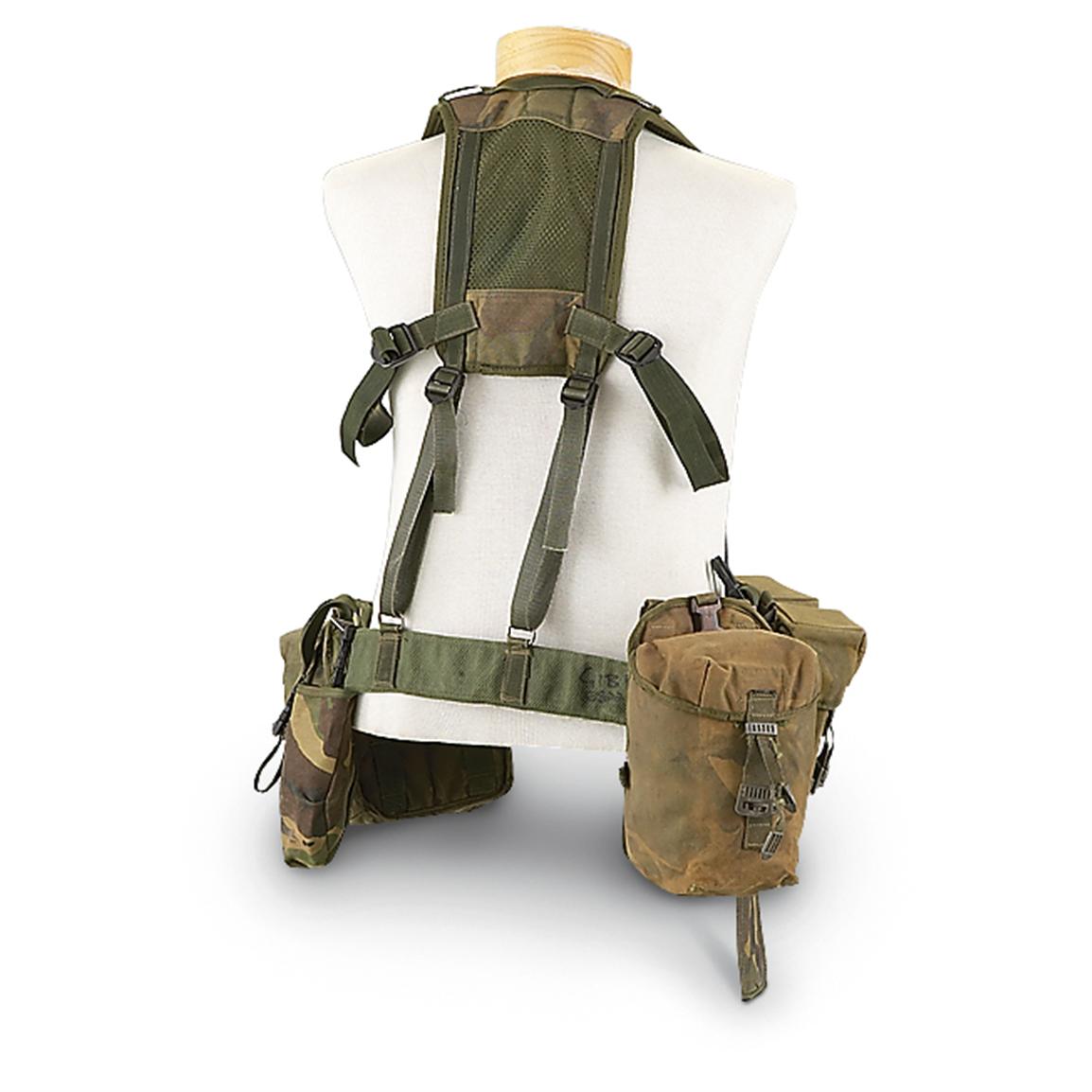 Used British Military Suspender / Pouch Set, Camo and Olive Drab 173027, Military Belts