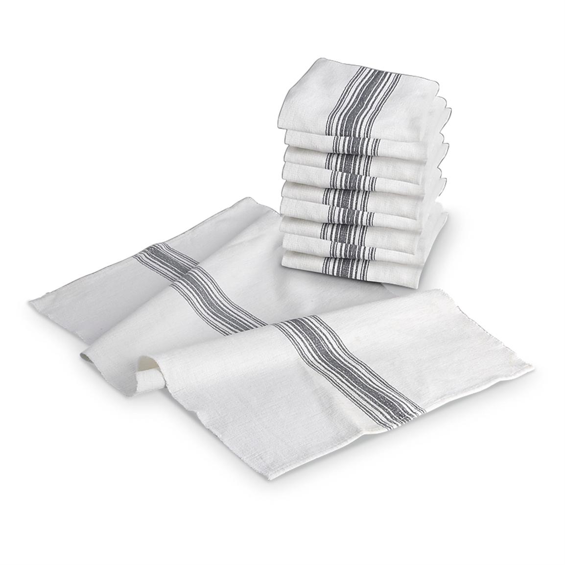 10 Pk. of New German Malimo Towels, White 173076, Tactical
