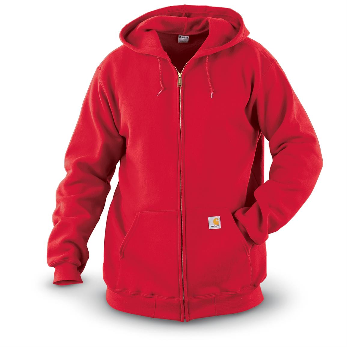 CarharttÂ® Midweight Full - zip Sweatshirt, Red - 173545, Sweatshirts & Hoodies at Sportsman's Guide