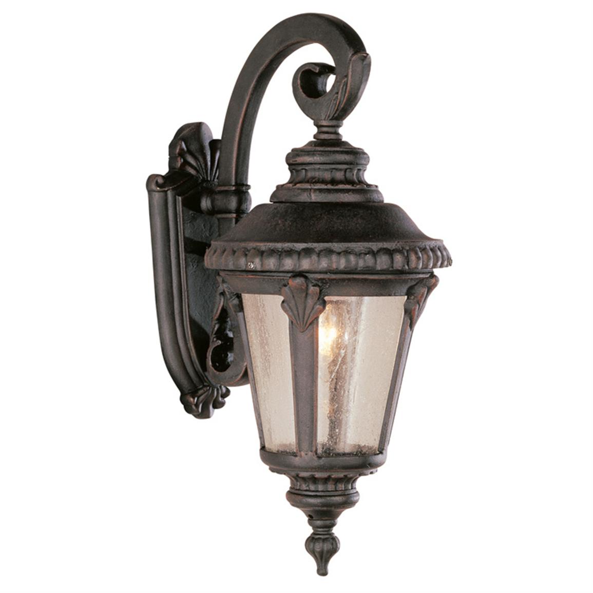 Trans Globe Lighting 1 Light Outdoor Rust Wall Lantern 173597, Solar & Outdoor Lighting at