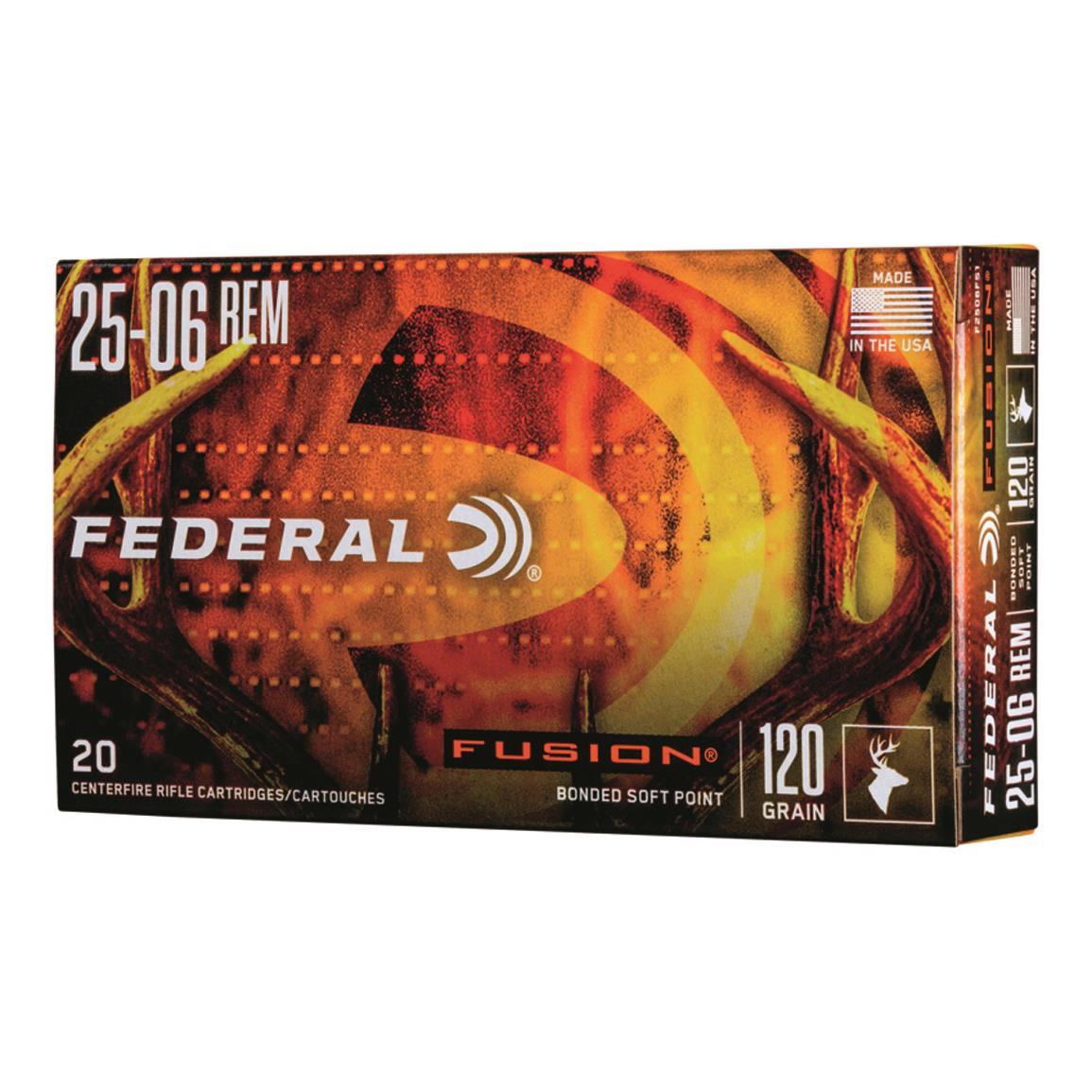 Federal Fusion, .25-06 Remington, SP, 120 Grain, 20 Rounds