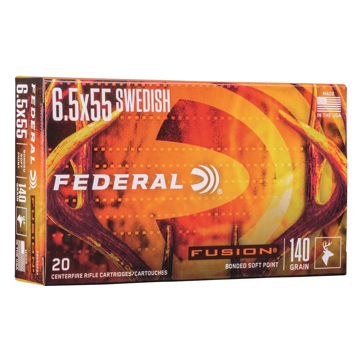 Federal Fusion, 6.5x55mm, SP, 140 Grain, 20 Rounds