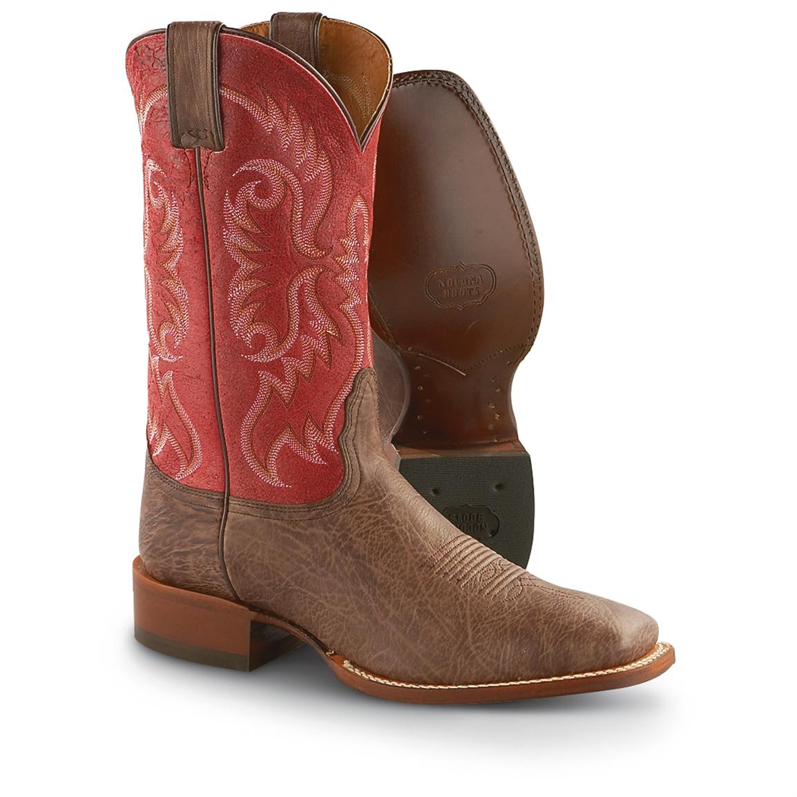 Men's Nocona® New Zealand Lamb Leather Boots, Red / Chocolate 174925