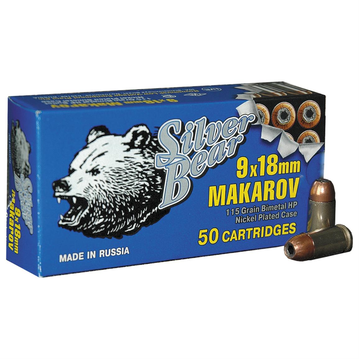 Silver Bear, 9x18mm Makarov, HP, 94 Grain, 1,000 Rounds