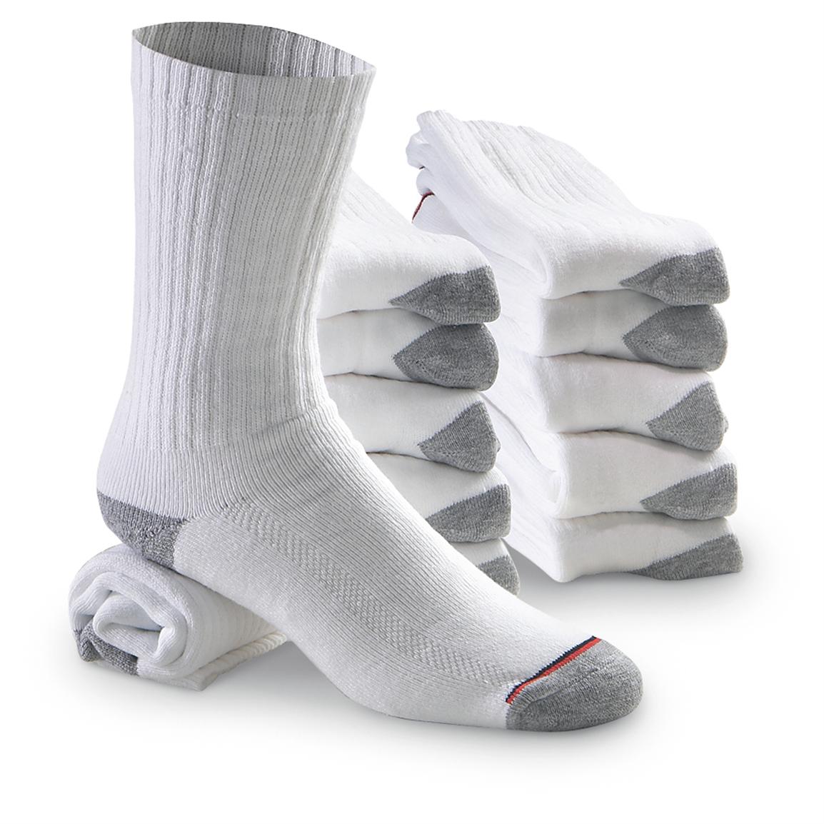 12 Prs. of Jerzees® Crew Socks, White 175243, Socks at Sportsman's