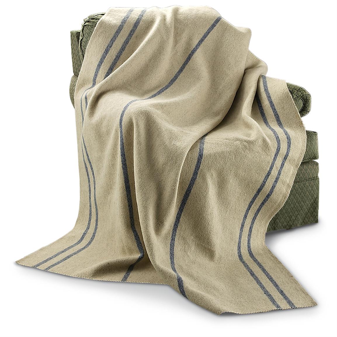 New Czech Military issue Wool Blanket, Light Gray 175410, Army