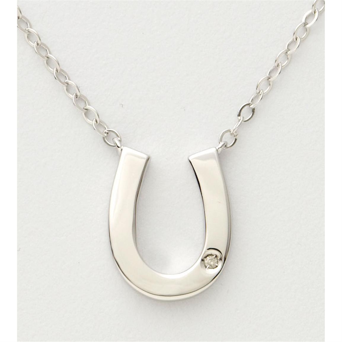 Jilco Inc. Diamond and Sterling Silver Horseshoe Necklace - 176123 ...