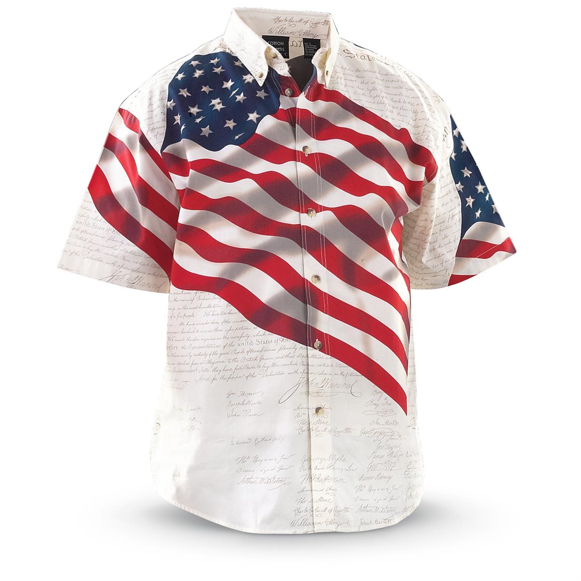 Cotton Traders® Short - sleeved Americana Shirt, White - 176529, Shirts ...