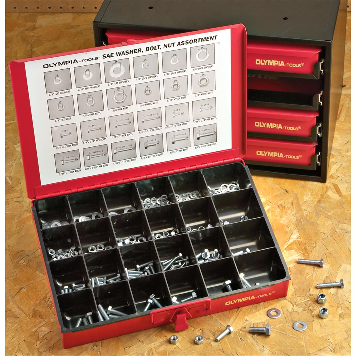 Olympia® 2000 Pc Fastener Set With 4 Drawer Organizer 176985 Garage And Tool Accessories 