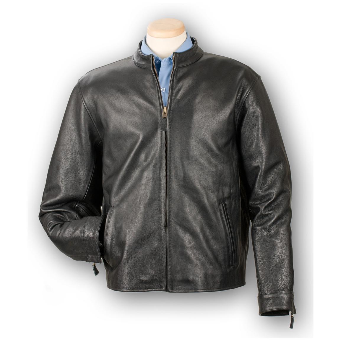 Men's Burk's Bay® Cowhide Casual Leather Jacket, Black - 177253 ...