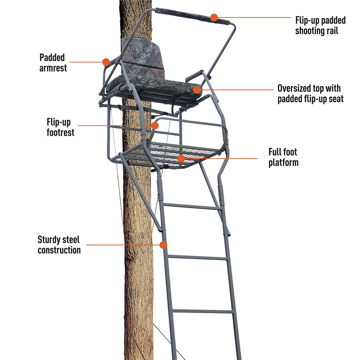 Guide Gear 18' Jumbo Ladder Tree Stand 177432, Ladder Stands at Sportsman's Guide