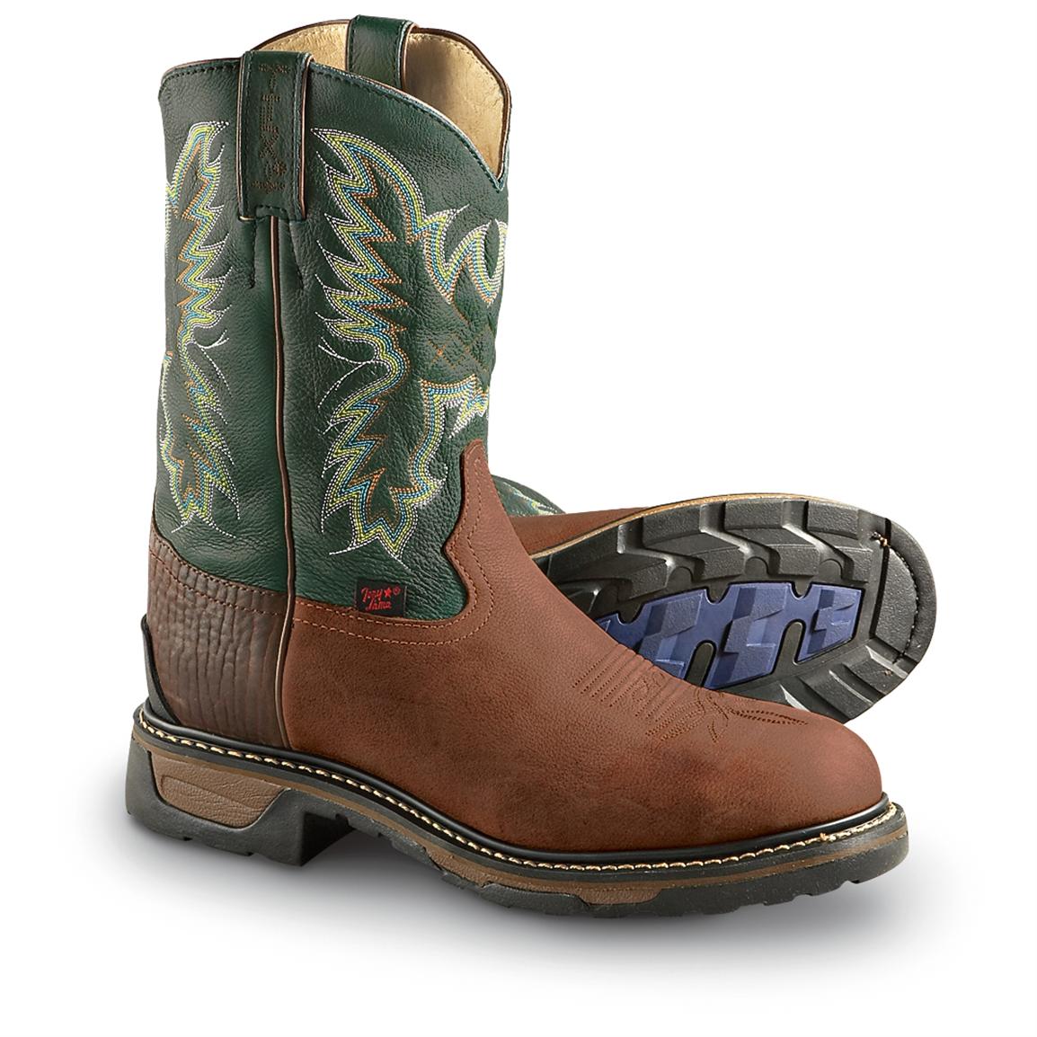 Men's Tony Lama® TLX Western Work Boots, Green / Peanut - 177953 ...