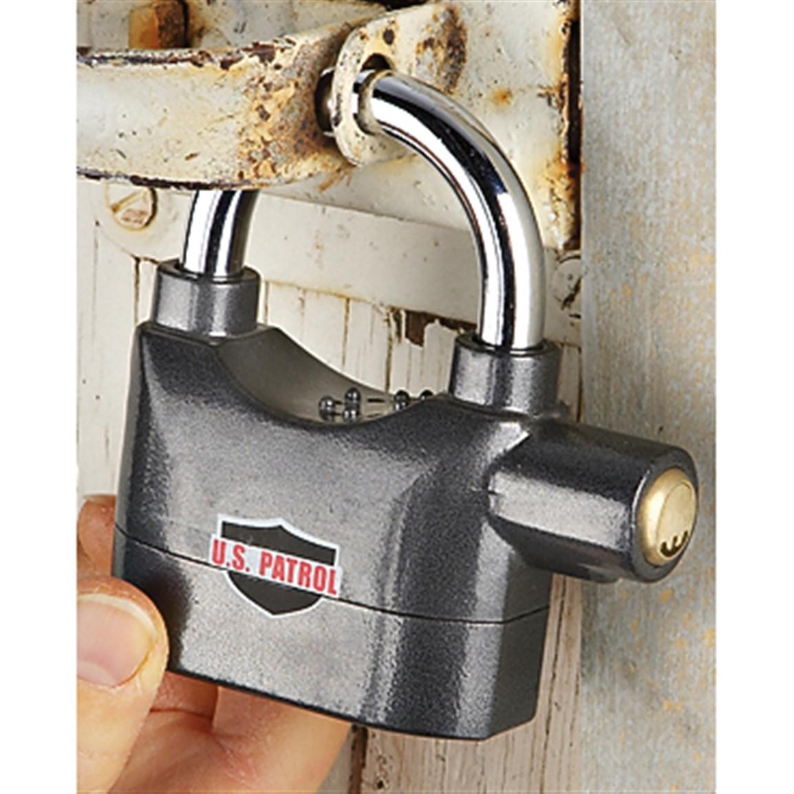 U.S. Patrol Security Alarm Padlock - 177965, Home Security Devices at ...