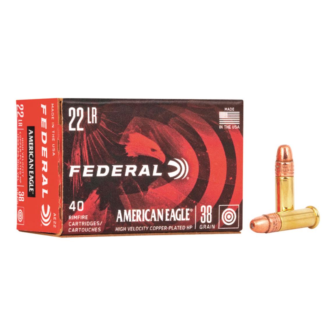Federal American Eagle, .22LR, JHP, 38 Grain, 40 Rounds