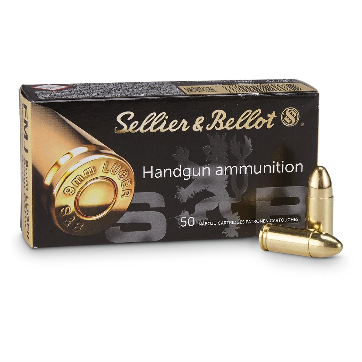 Sellier & Bellot, 9mm, FMJ, 115 Grain, 1,000 Rounds - 179811, 9mm