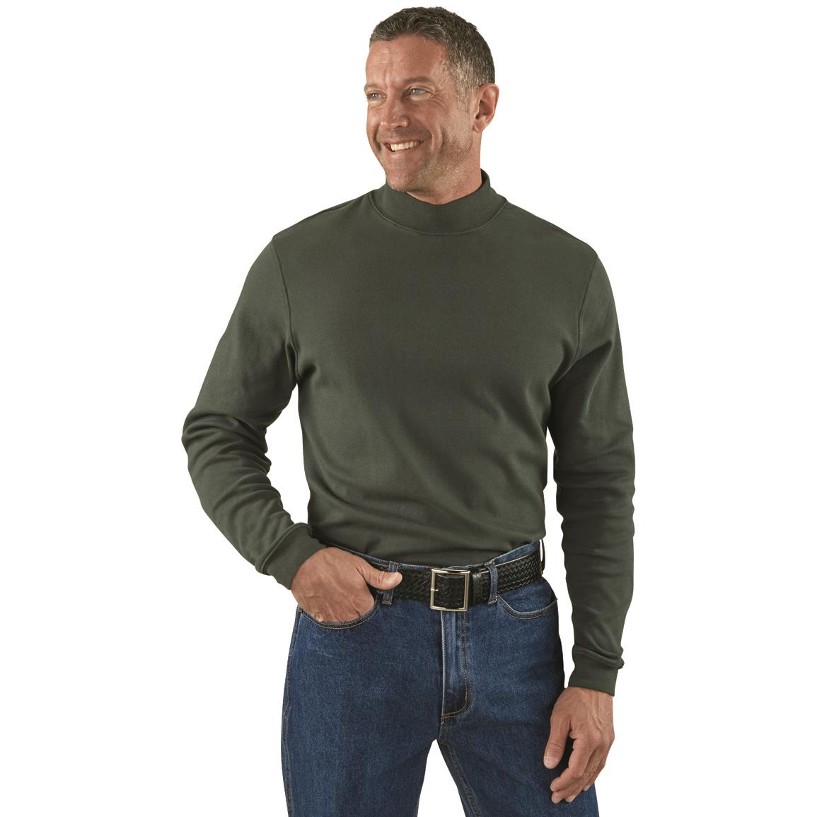 Guide Gear Men's Mock Turtleneck Long-Sleeve Shirt, Pine