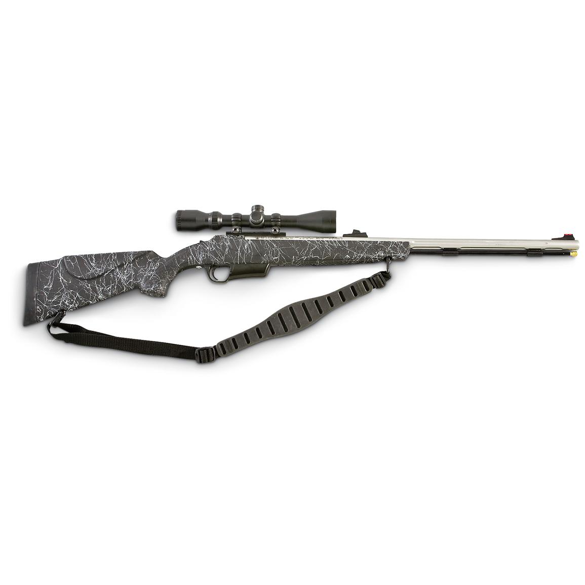 CVA® Electra .50 cal. Black Powder Rifle with Scope, Black / Stainless; Quake The Claw® Sling; Integrated scope mount; Fully adjustable DuraSight® fiber-optic sights