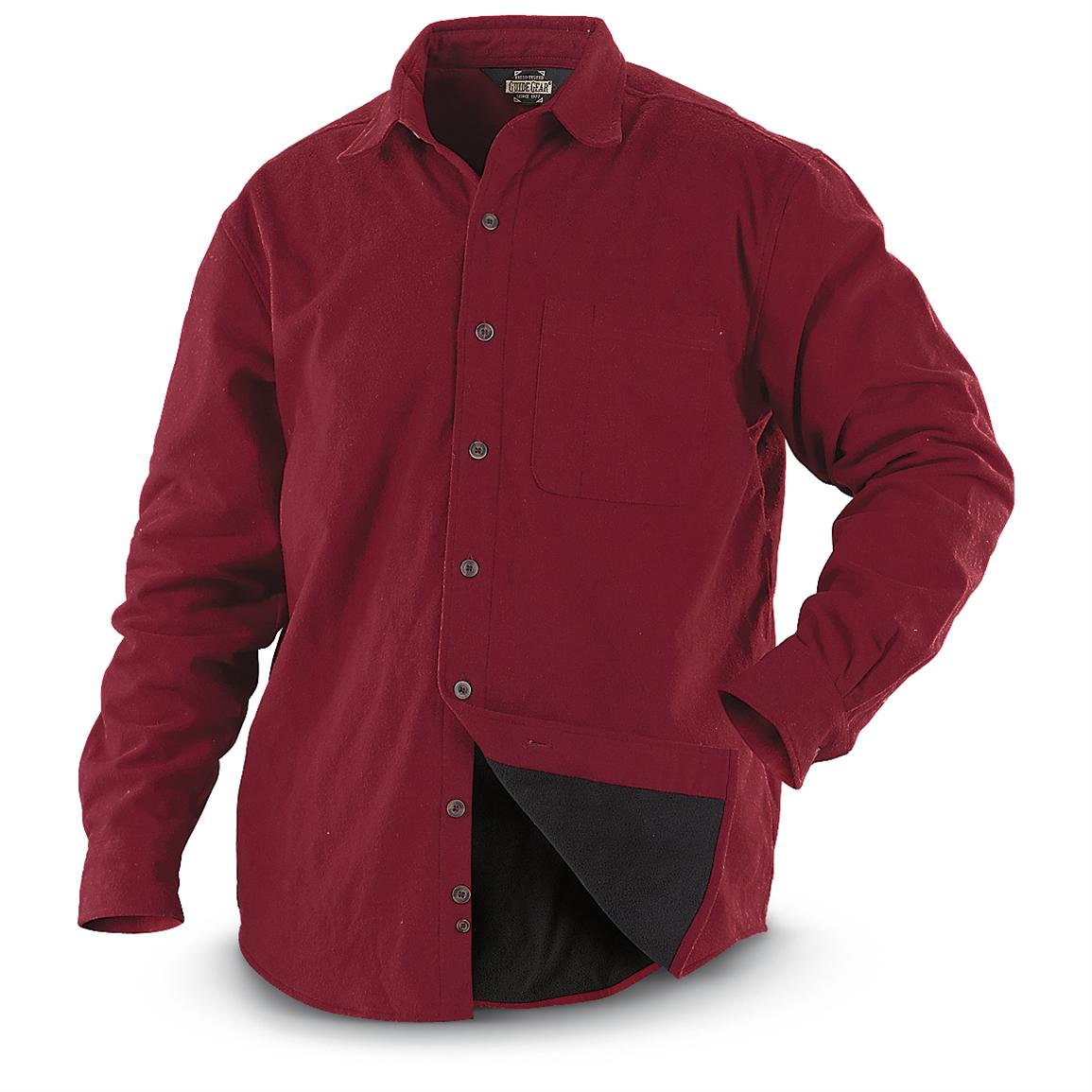 Guide Gear® Double - faced Chamois Shirt, Burgundy - 180459, Shirts at ...