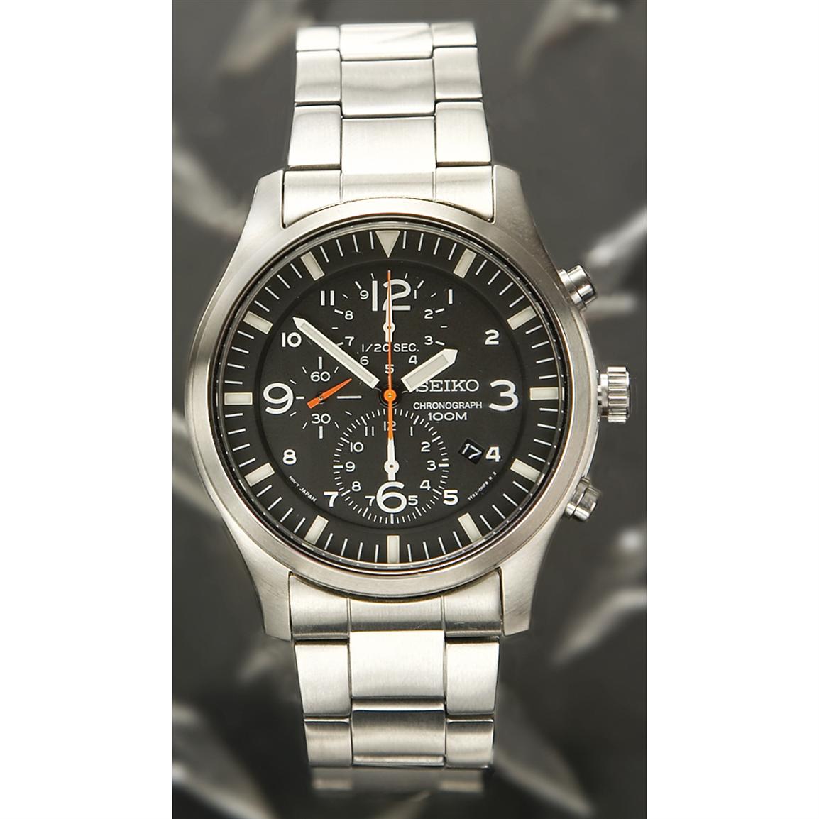 SEIKO® Quartz Chronograph Stainless Watch - 180613, Watches at ...