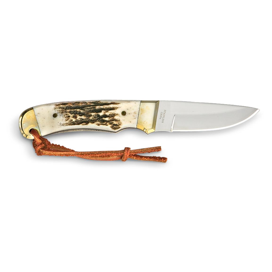 Wrangler® Stag Handle Skinner Knife - 181090, Fixed Blade ...