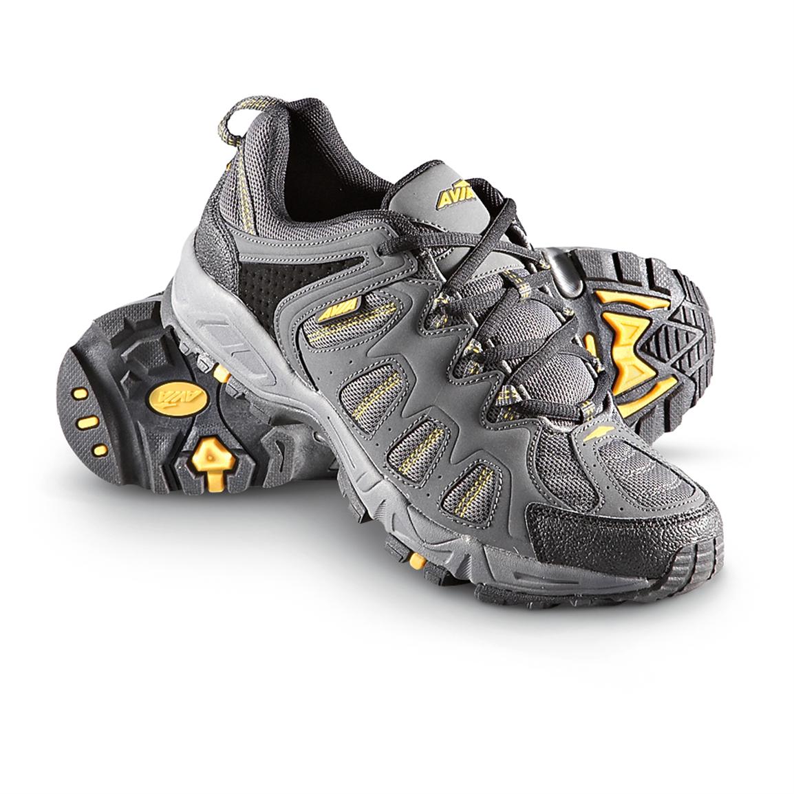Men's Avia® Trail Runners, Gray / Yellow - 181551, Running Shoes ...