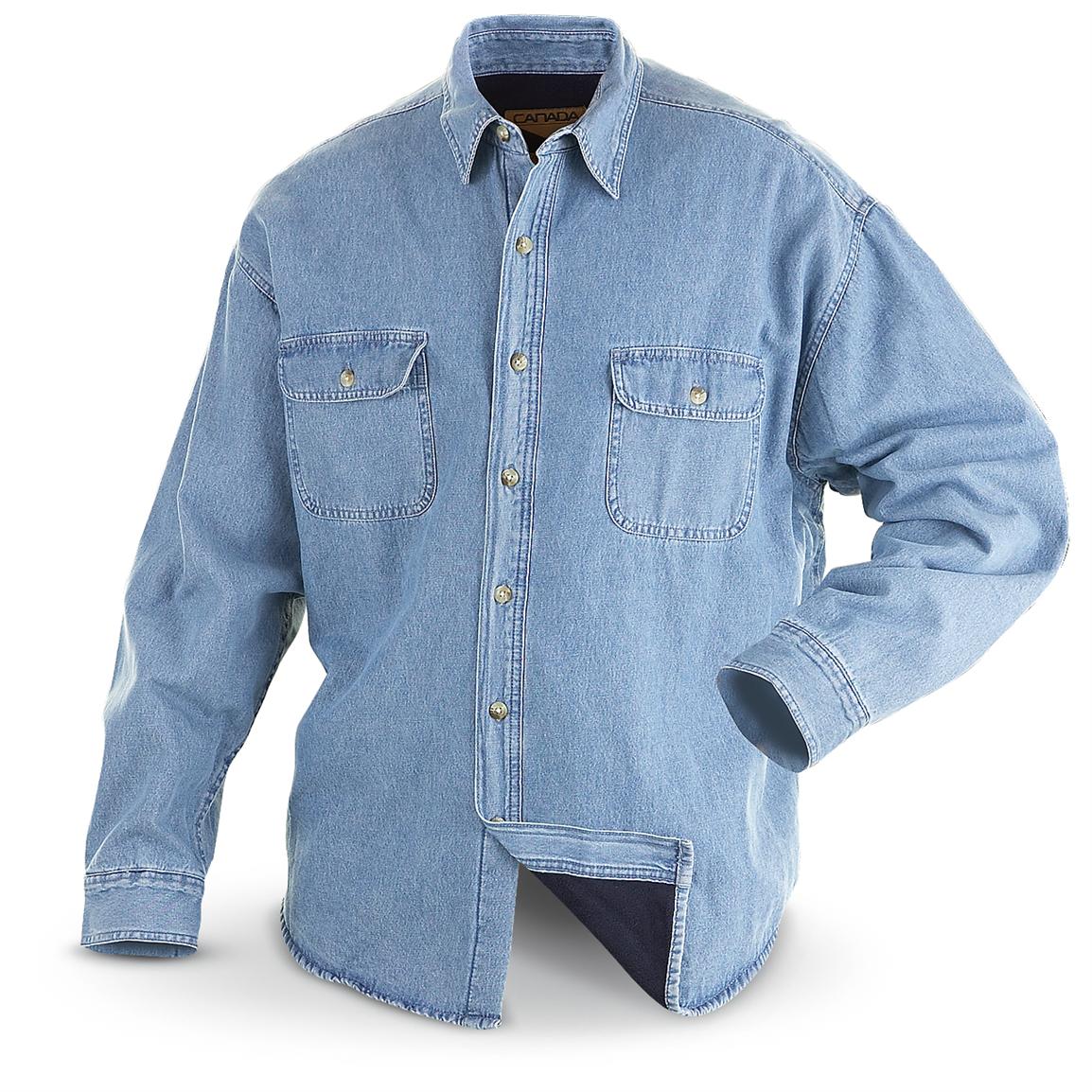 2 Fleece - lined Denim Shirts, Stonewash Blue - 181872, Shirts at ...