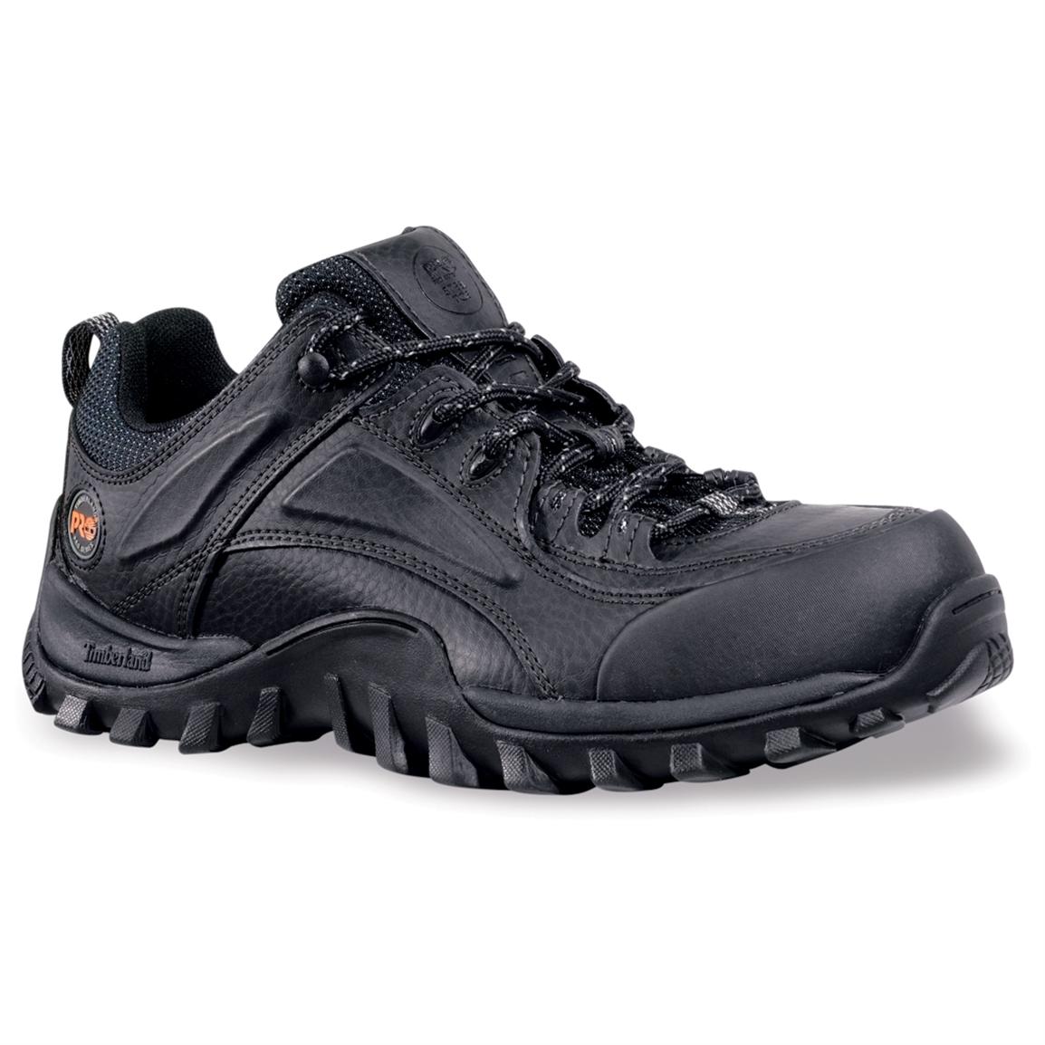 Men's Timberland® Pro® Split Leather Steel Toe Mudsill Low Shoes, Black ...