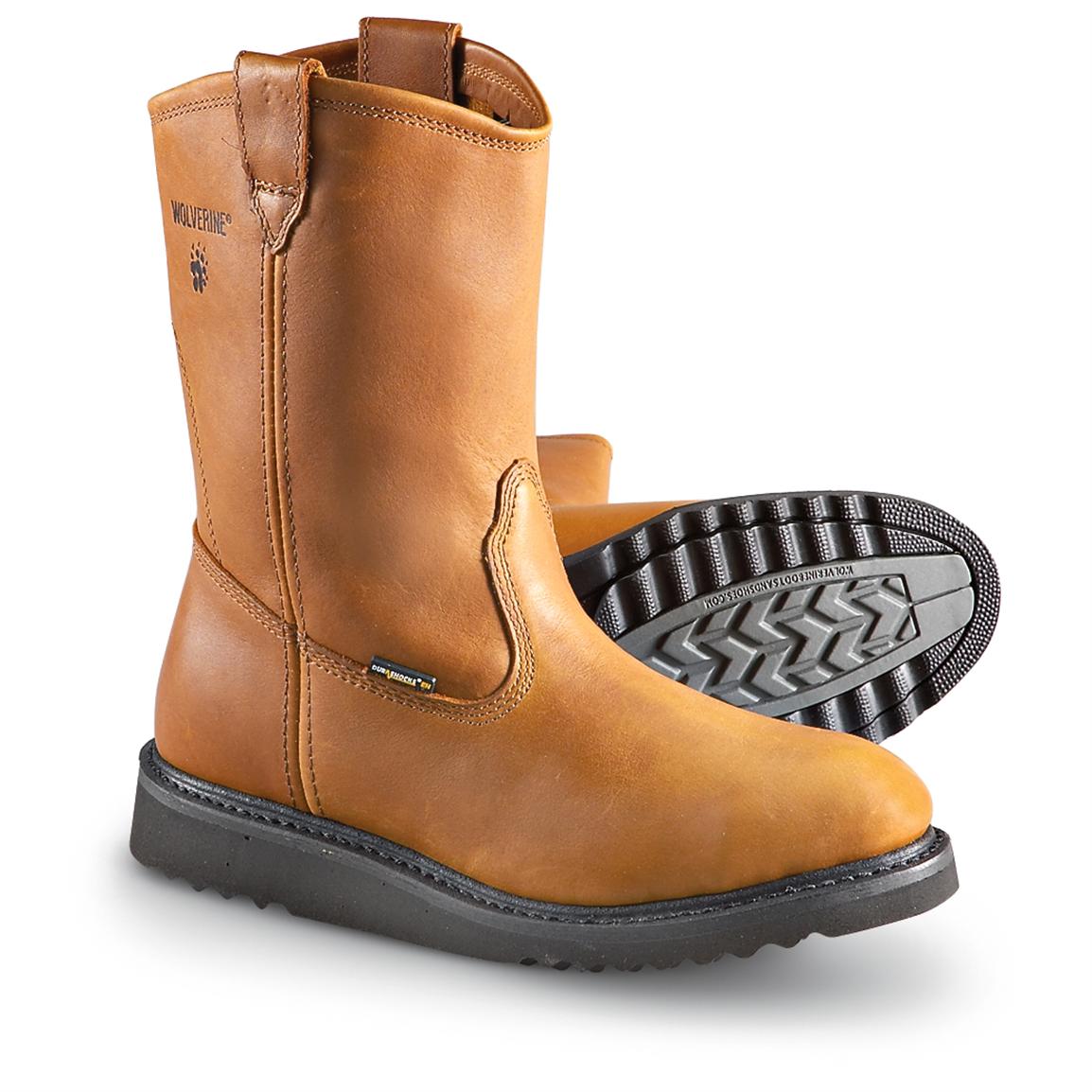 cheap steel toe pull on work boots