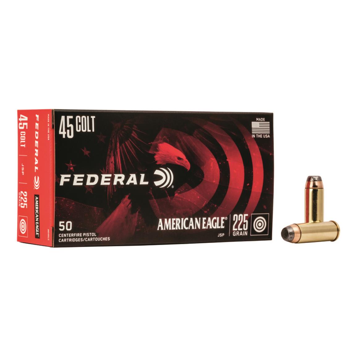Federal American Eagle, .45 Colt, JSP, 225 Grain, 50 Rounds