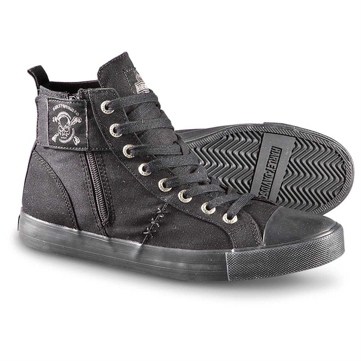Men's Harley - Davidson® Side - zip Sneakers, Black - 185115, Casual ...