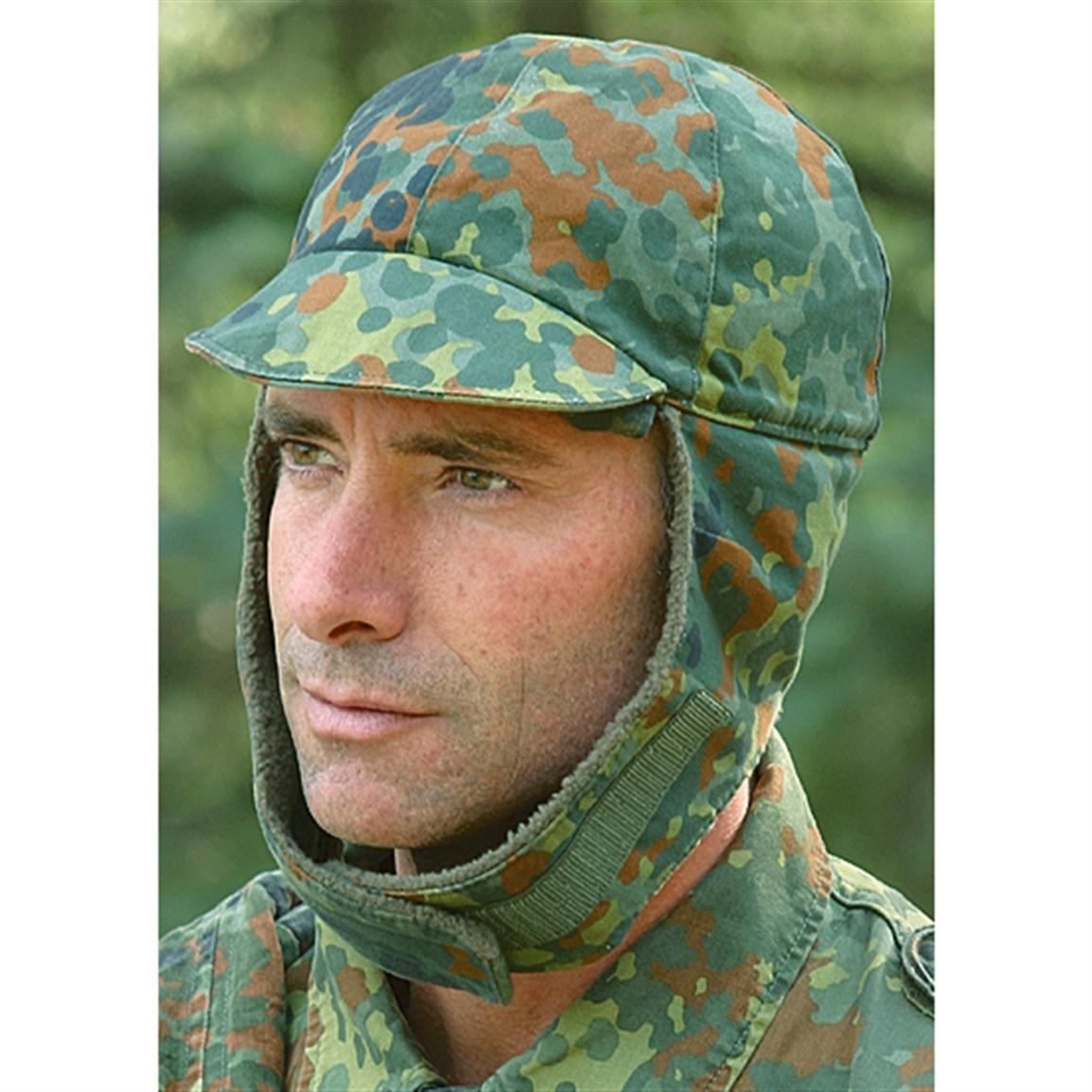 2 New German Military Winter Caps Fleck Camo 185700 Military Hats