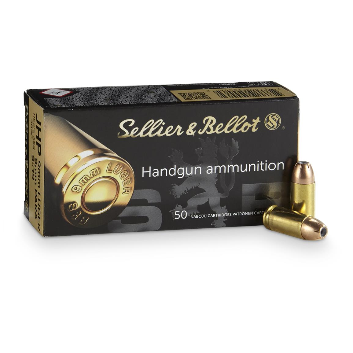 Sellier & Bellot, 9mm, JHP, 115 Grain, 50 Rounds - 185864, 9mm Ammo at ...