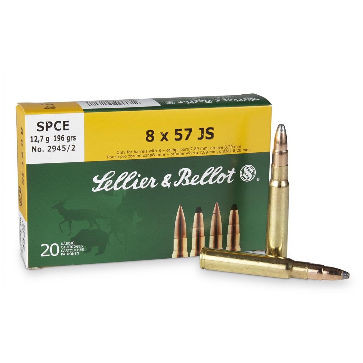 Sellier & Bellot, 8mm Mauser (8x57 JS), 196 Grain, SPCE, 20 Rounds ...