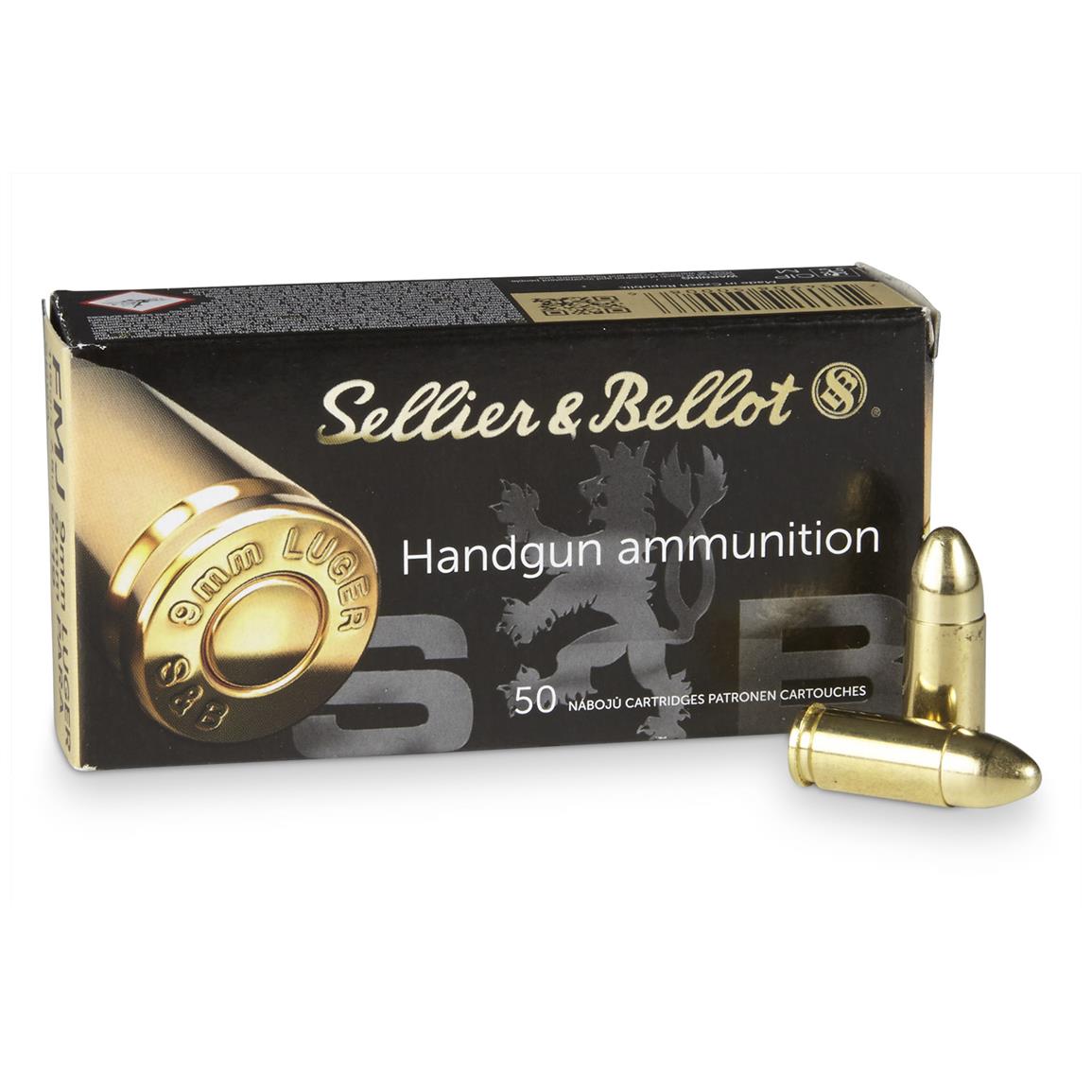 Sellier &amp; Bellot, 9mm Luger, FMJ, 124 Grain, 500 Rounds