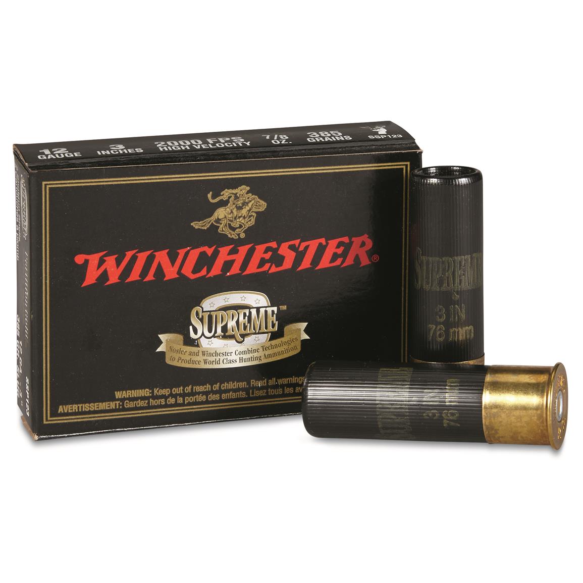 Winchester, Supreme Partition Gold, 12 Gauge, 3", 385 Grain, Sabot Slug, 5 Rounds