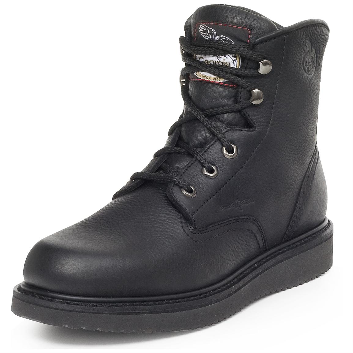 black wedge work boots