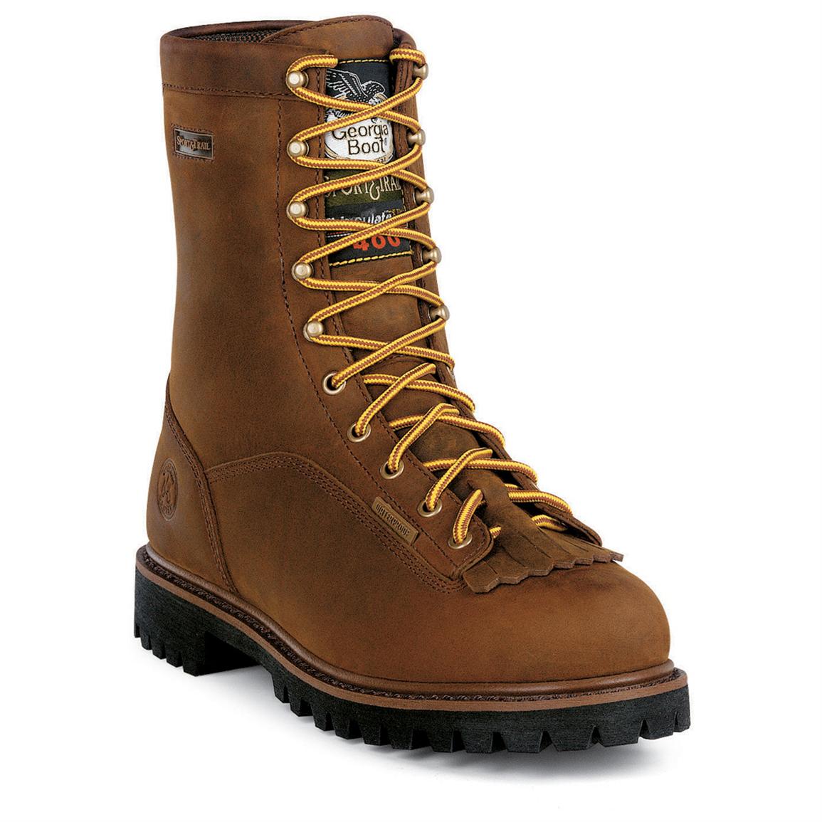 Men's GeorgiaÂ® Insulated Waterproof Logger Boots, Tan - 186278, Work Boots at Sportsman's Guide